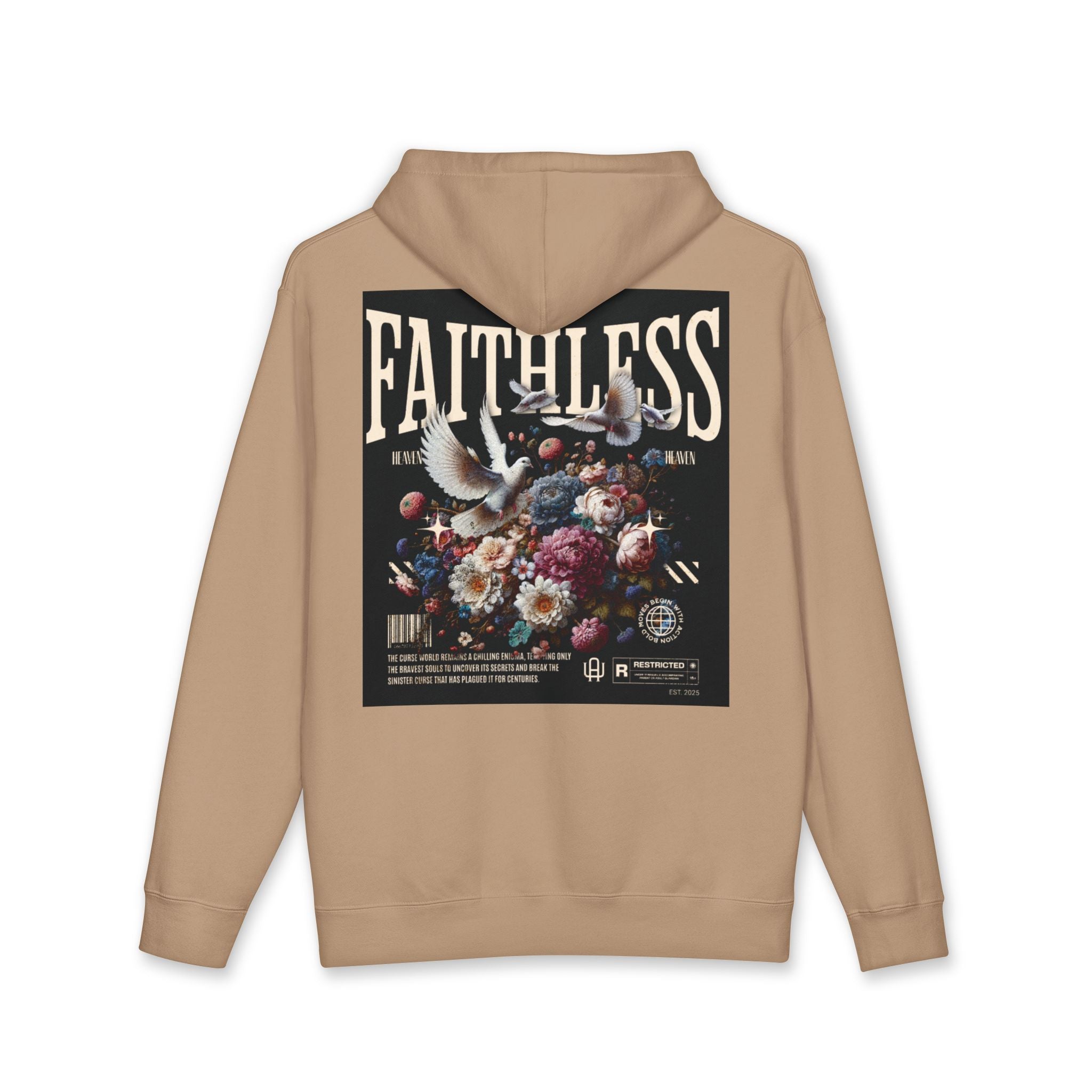 Faithless Floral Hoodie — Vintage Dove & Bouquet Graphic Hooded Sweatshirt